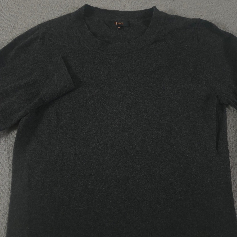 Quince Sweater Womens M Charcoal Mongolian Cashmere Crewneck Organic Cotton